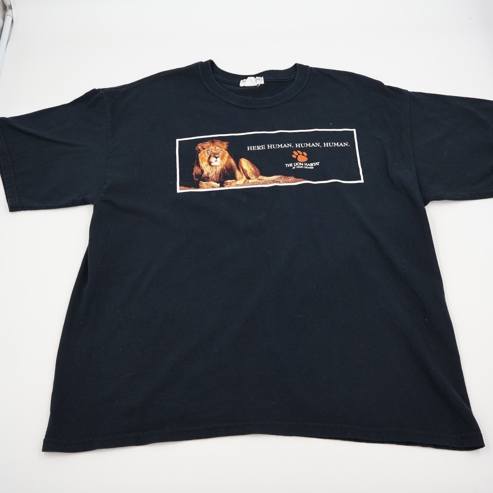 MGM Grand Lion Habitat Graphic T-Shirt Mens XL‎ Black Vintage Souvenir Tee